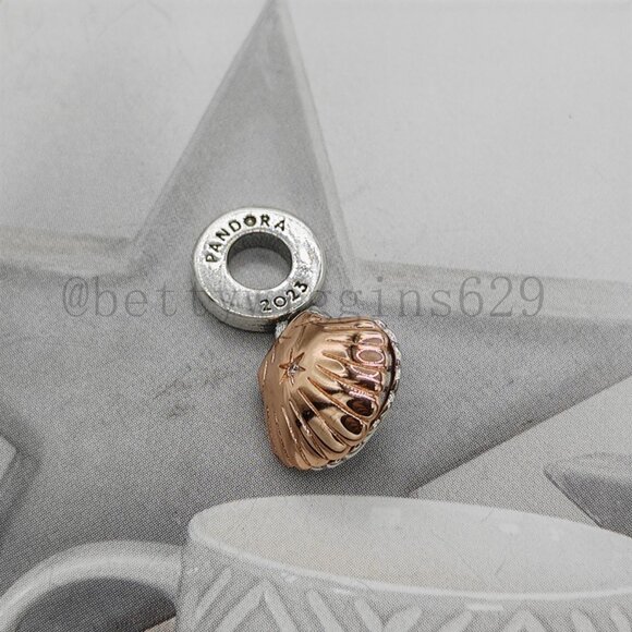 Pandora Sea Shell & Treated Freshwater Cultured Pearl Dangle Charm - Picture 7 of 7